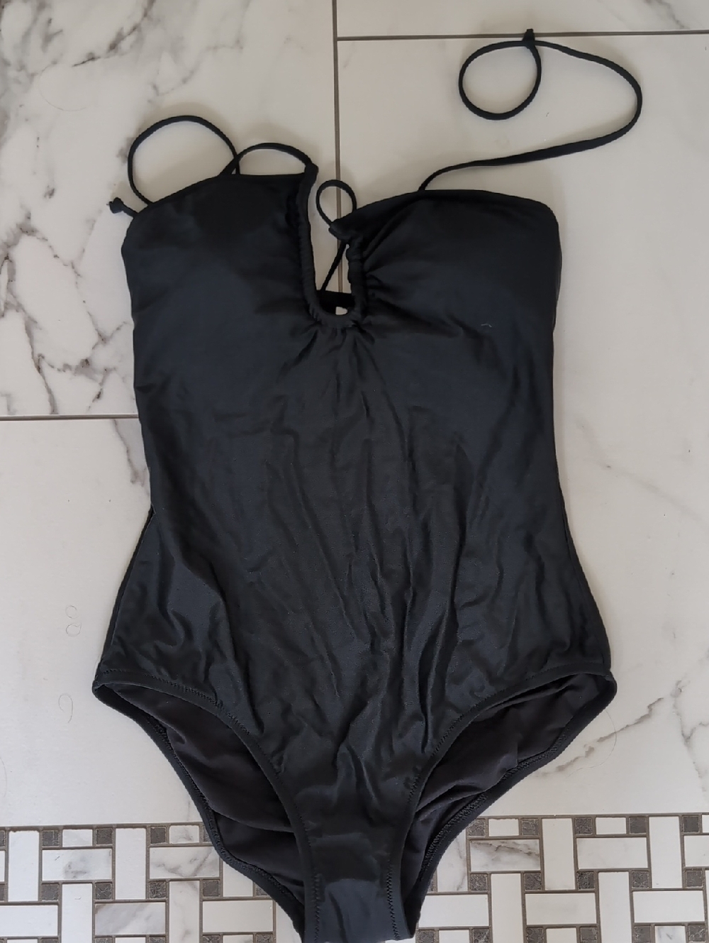 J. Crew Black One-Piece Swimsuit with Adjustable Tie